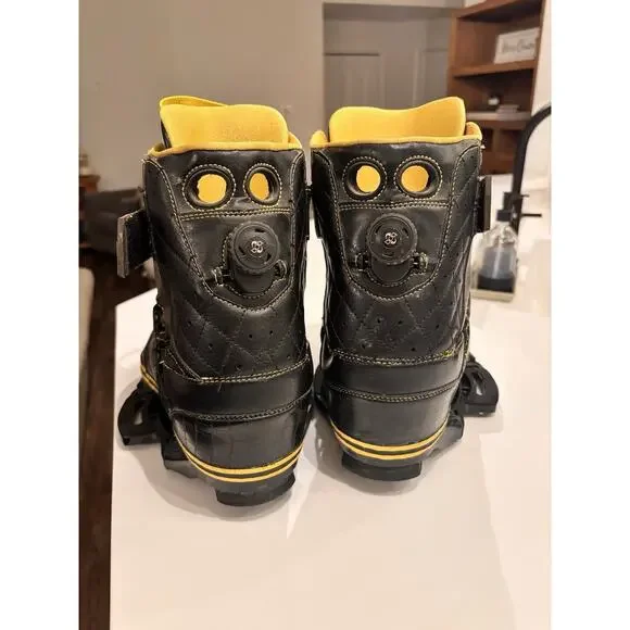 Vintage Byerly Wakeboard Bindings Boots Black Yellow BOA Dial Men’s Adult Pair